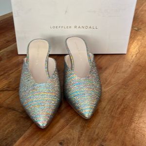 Loeffler Randall Glitter Rainbow Stripe Mule, Size 7